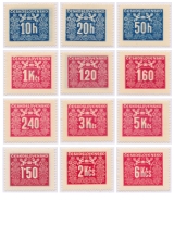 Doplatní - hlubotisk - čistá poštovní známka - č. D67-D78