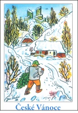 Josef Lada - Vánoce - pohlednice - Se stromečkem 1938
