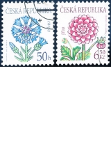 Krása květů - chrpa a jiřina - razítkovaná - č. 378-379