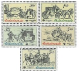 Poštovní muzeum ČSSR - historické poštovní vozy - čistá - č. 2469-2473