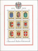 Rakousko - aršík - čistý - block 4