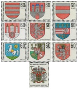 Znaky československých měst - čistá - č. 1709-1718