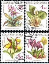 Ochrana přírody - chráněná květena - razítkovaná - č. 134-137