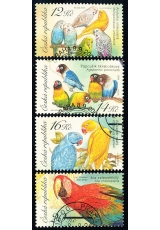 Chovatelství - papoušci - razítkovaná - č. 409-412