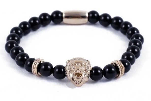 Rose Gold Lev - náramek s onyxovými kameny 