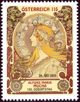 Alfons Maria Mucha - Rakousko - 1,15 Euro