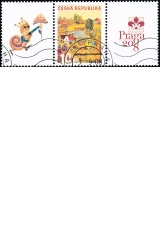 Letní den - spojka S3 - razítkovaná poštovní známka PRAGA 2008 - č. 573