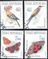 Ochrana přírody - Ptáci a motýli - razítkovaná - č. 209-212