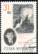 Osud kresby Petra Ginze - Měsíční krajina - razítkovaná - č. 422