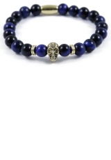 Zlatá lebka - náramek s kameny z tmavého sedimentu