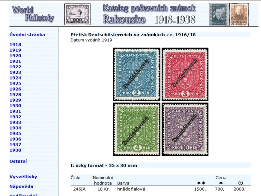 Katalog poštovních známek – Rakousko (1918-1938) - World Philately 2016 na CD-ROM médiu