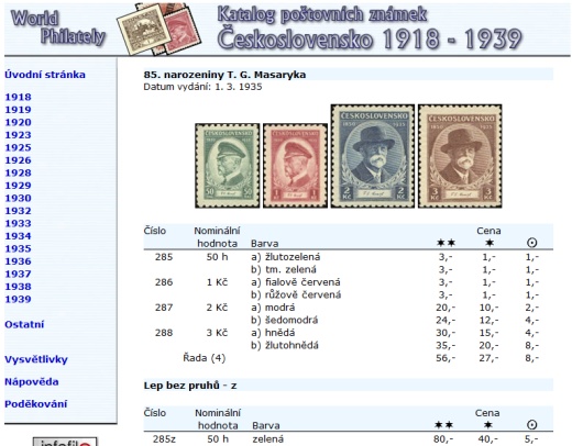 Katalog poštovních známek - Československo - (1918-1939) - World Philately 2016 na CD-ROM médiu