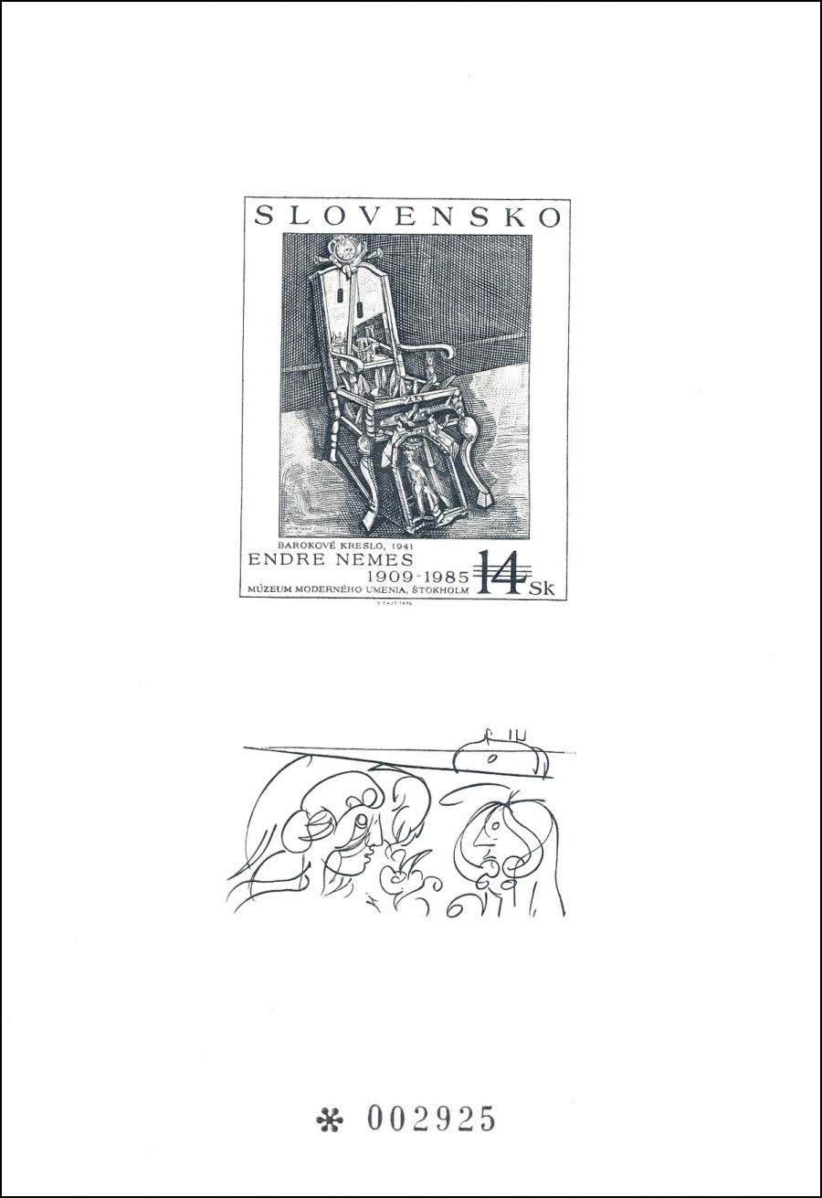 PT4, Endre Nemes - 1996 - židle - poštovní známky