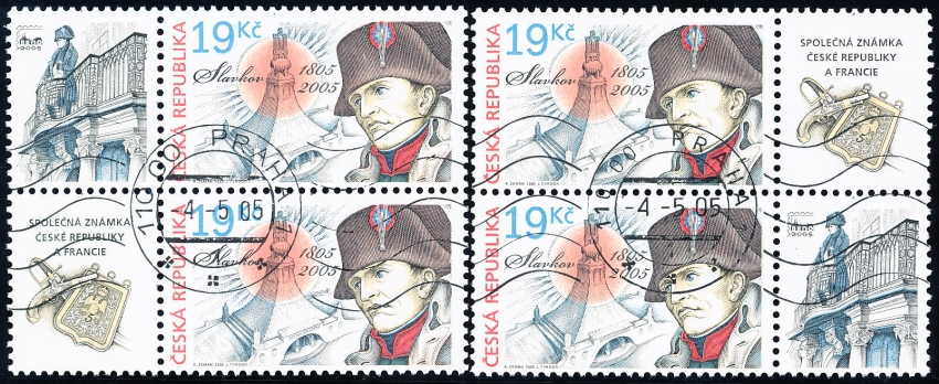 200. výročí bitvy u Slavkova - dvakrát kupon levý a pravý - razítkovaný - č. 434