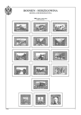 Albové listy A4 POMfila - Bosna a Hercegovina 1879-1918 - nezasklené, (15 listů), vč. zesílených euroobalů, pa