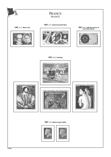 Albové listy A4 POMfila Francie – 1965-1980 - nezasklené (65 listů), vč.zesílených obalů, papír 160gr.