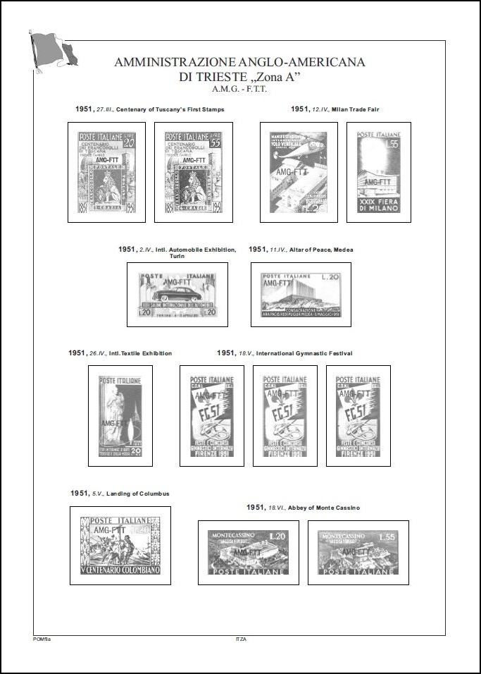 Albové listy A4 POMfila Itálie -Terst-zona A a Venezia-Giulia 1947-1954, (26 listů), vč. zesílených euroobalů, nezasklené, papír 160gr.