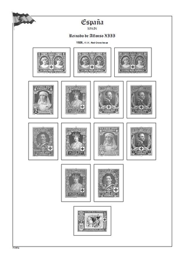 Albové listy A4 POMfila Španělsko – 1850-1939 - nezasklené (74 listů), vč.zesílených obalů, papír 160gr.