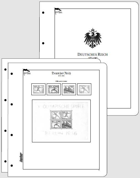 Albové listy CONTOUR-S  Deutsches Reich 1872-1945, nezasklené (80 listů), papír 250gr.