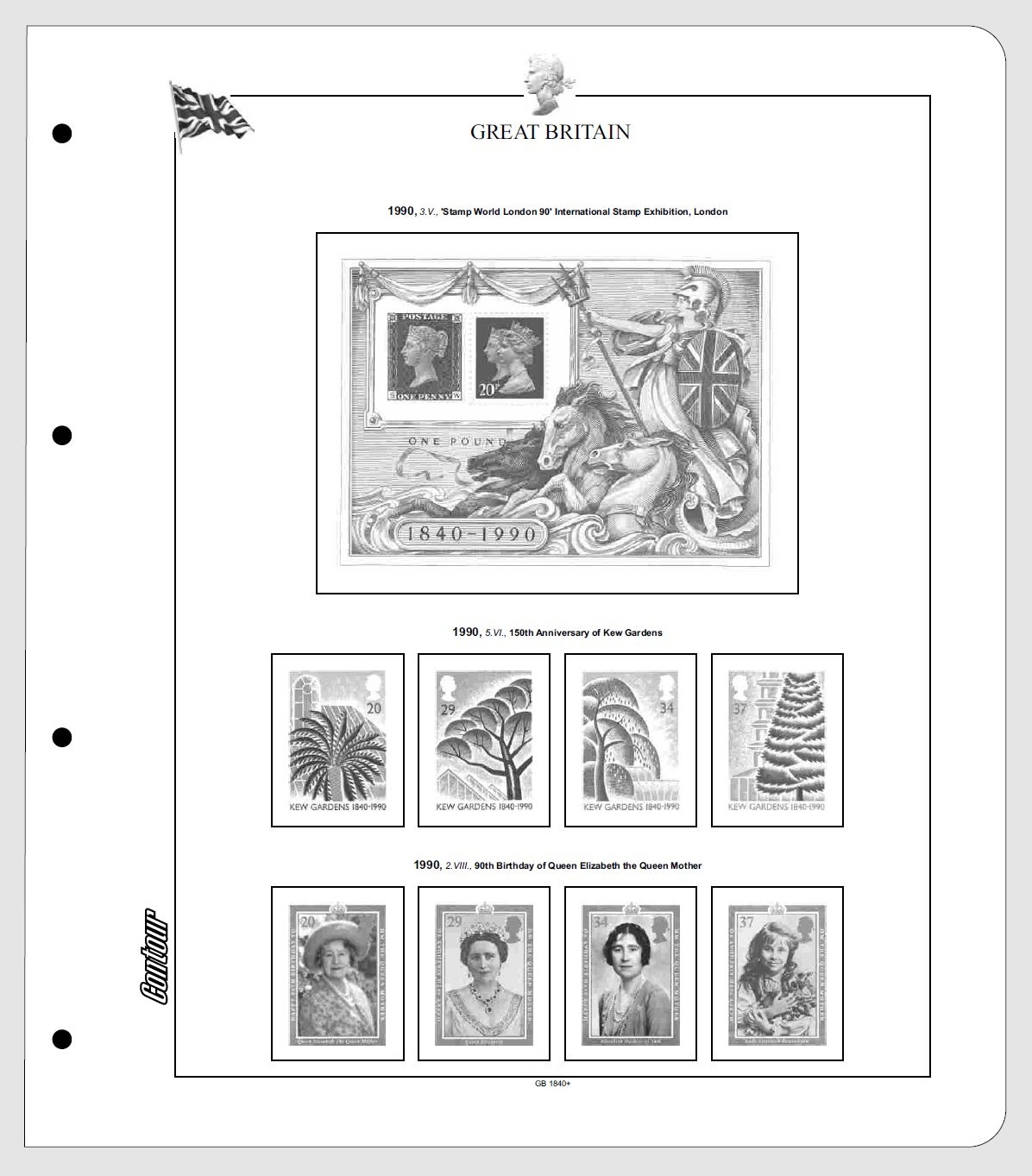 Albové listy CONTOUR-S  Velká Británie 1990-1999, nezasklené (63 listů), papír 250gr.