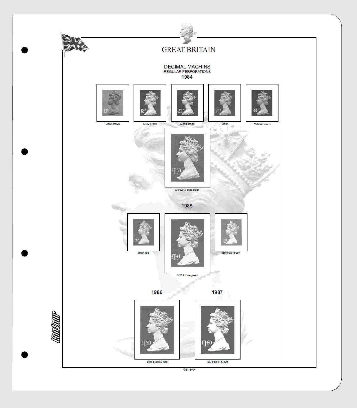 Albové listy CONTOUR-S  Velká Británie - Machins 1967-2014, nezasklené (21 listů), papír 250gr.