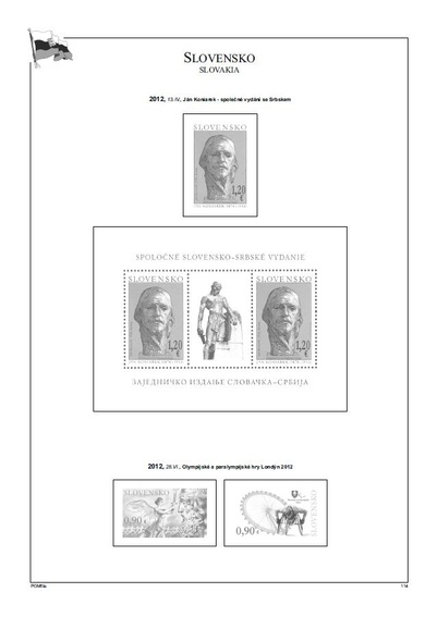 Albové listy POMfila SR - ročník 2012, A4, papír 160 g, rozšířená verze - (19), vč. zesílených obalů