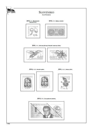 Albové listy POMfila SR - ročník 2014, A4, papír 160 g, rozšířená verze - (22), vč. zesílených obalů