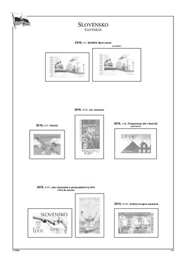 Albové listy POMfila SR - ročník 2016, A4, papír 160 g, rozšířená verze - (12), vč. zesílených obalů