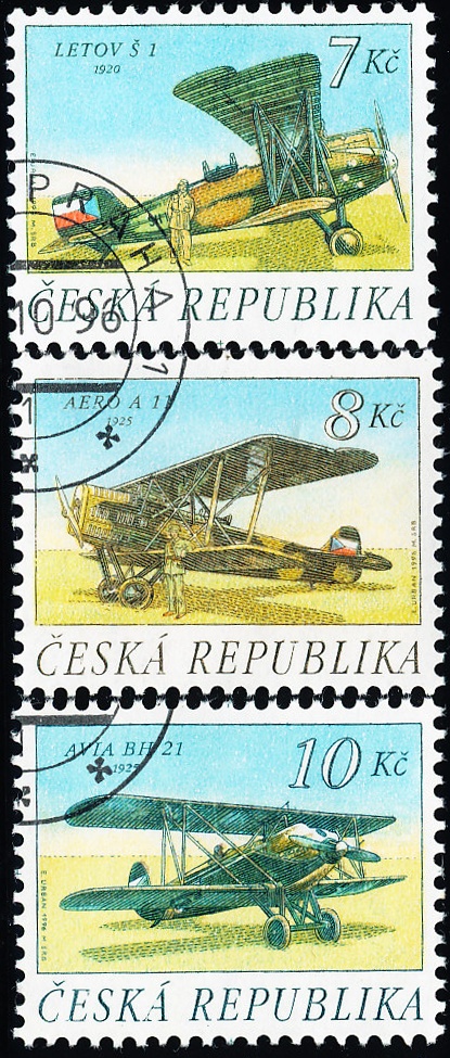 Československá historická letadla - razítkovaná - č. 126-128