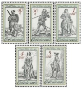 Dobové kostými ze starých rytin - čistá - č. 2621-2625