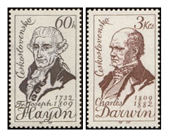 F. J. Haydn a Ch. Darwin - čistá - č. 1076-1077