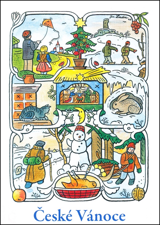 Josef Lada - Vánoce - pohlednice - Zima 1947