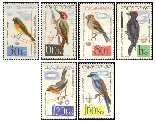 Lesní a zahradní ptactvo - čistá - č. 1401-1406