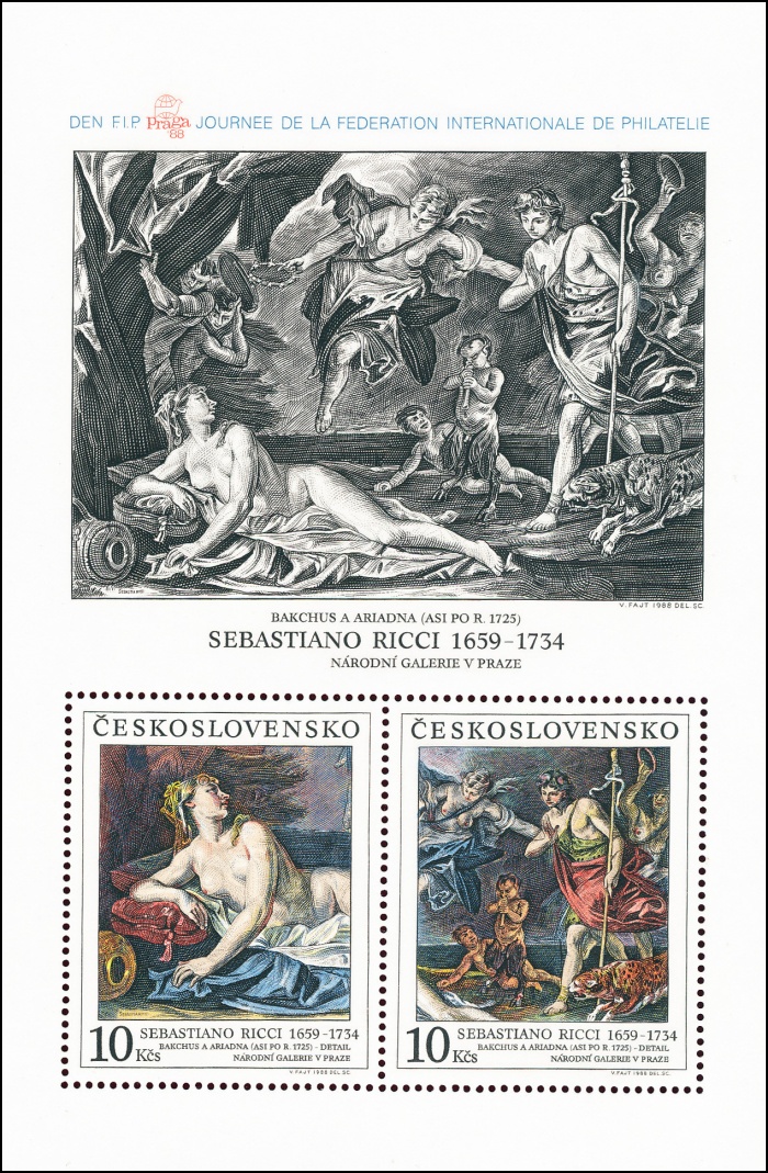 Poklady Národní galerie v Praze - Sebastiano Ricci - čistý - aršík - č. A2861/2B - s přítiskem