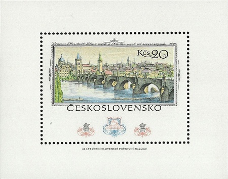 Stará Praha - 60 let československé poštovní známky - čistý - aršík - č. A2333