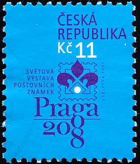 Světová výstava poštovních známek PRAGA 2008 - logo výstavy  - č. 514 - razítkovaná
