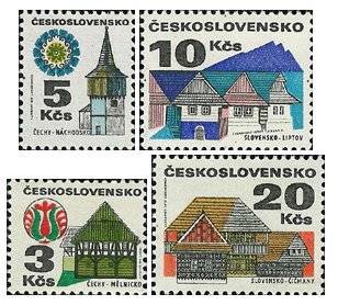 Výplatní známky - Lidová architektura - čistá - č. 1964-1967