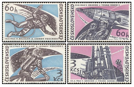 Výzkum vesmíru - Voschod 2 a Gemini 3 - čistá - č. 1435-1438