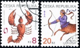 Znamení zvěrokruhu - Rak a Střelec - razítkovaná - č. 227-228